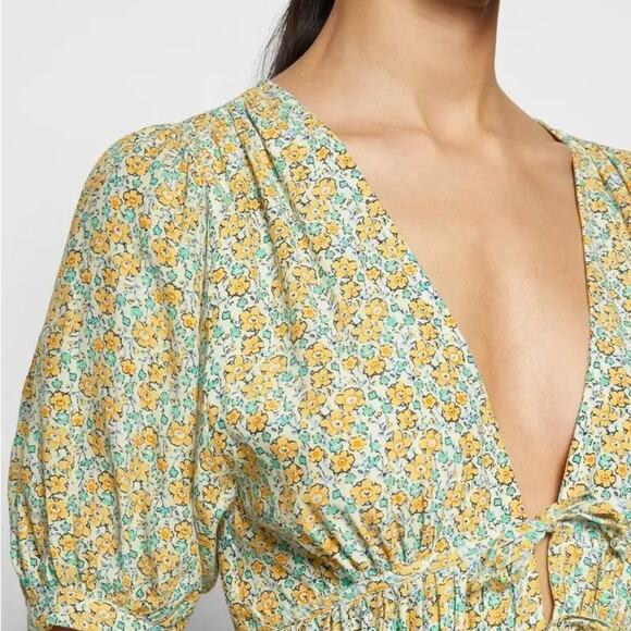 Faithfull the Brand Patrinico Smocked Midi Dress Sabinosa Floral NWT USA 12 - Picture 3 of 9